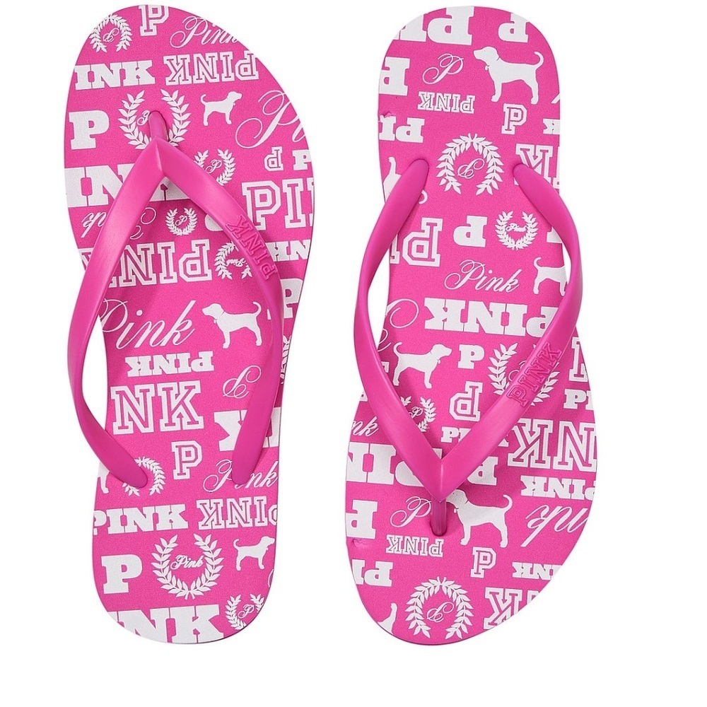 PINK Logo Flip Flops Women Size 8